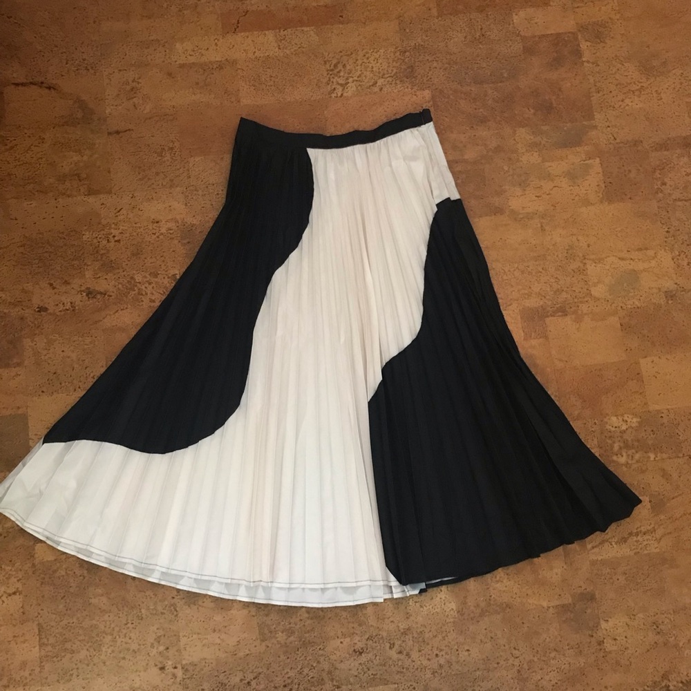 Shein Pleated Maxi Skirt; Black & White; Large